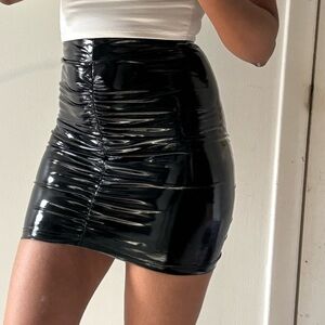 Black Faux Patent Leather skirt Size XXS.